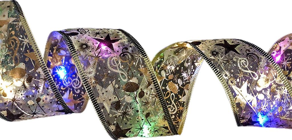 Rolle Weihnachtsband, Weihnachtselement-Design, wasserdichter Stoff, Lichterkette für Party-Goldenes mehrfarbiges Licht