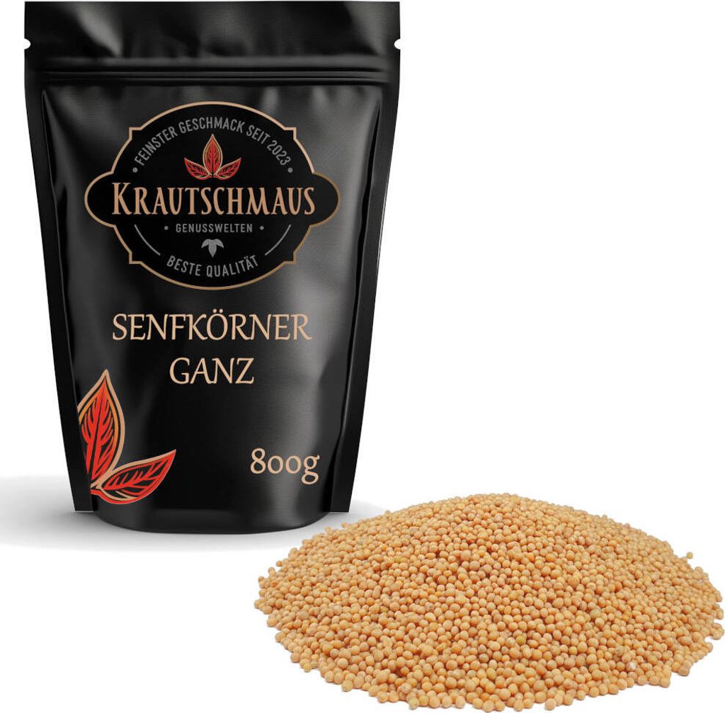 800g Senfkörner ganz 800g von Krautschmaus, schonend getrocknet, voller Geschmack
