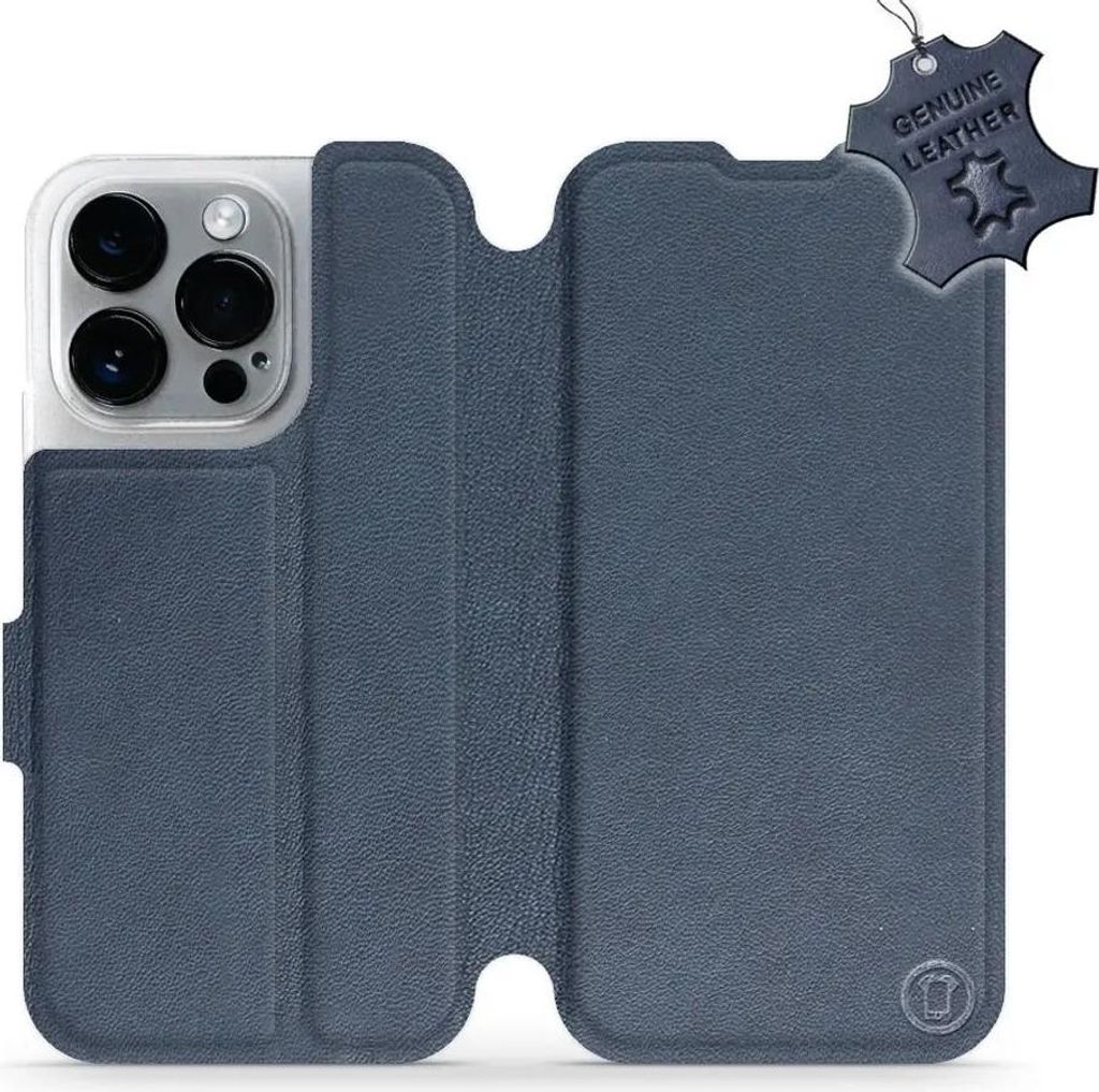 Echtleder Handyhülle für iPhone 14 Pro, Mobiwear Leather, Dunkelblau