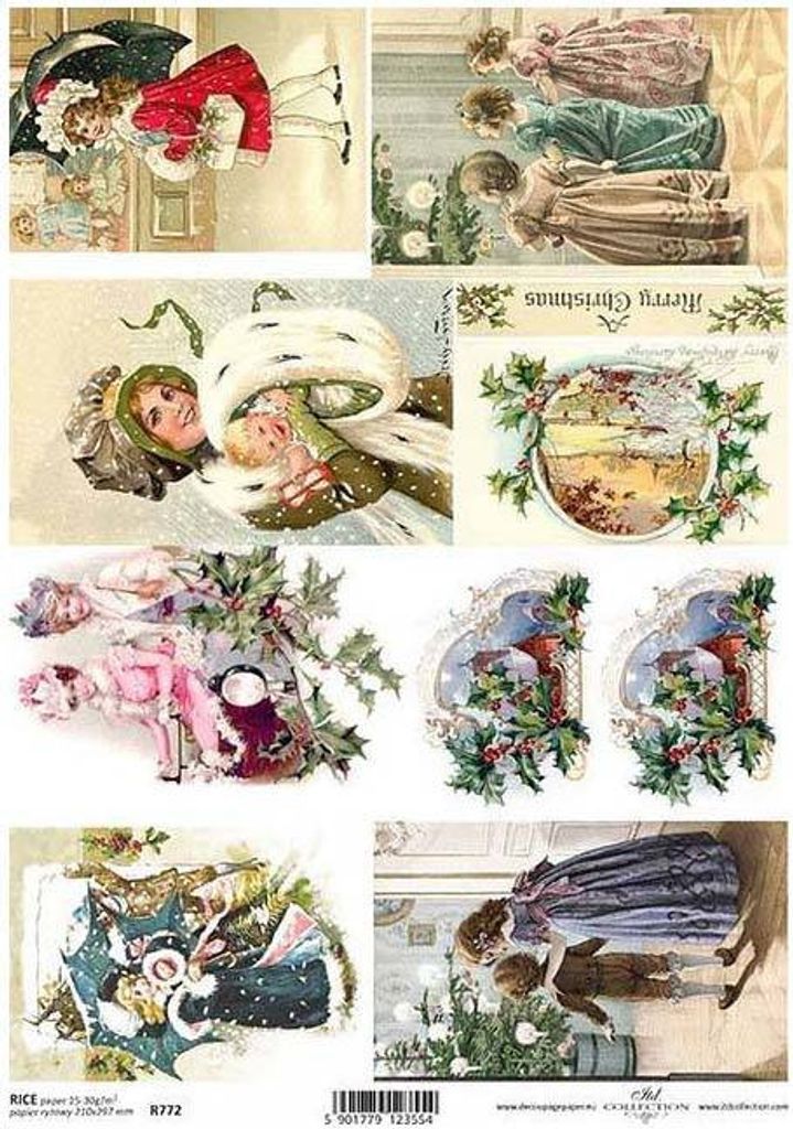 ITD Reispapier Decoupage Bastelpapier Softpapier, Weihnachten Kinder R0772