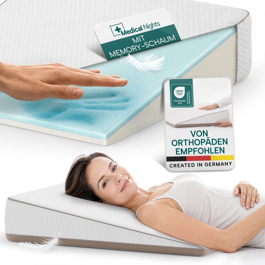 Medical Nights® Keilkissen Bett 56x60x15 cm – Reflux Kissen Produktbild 