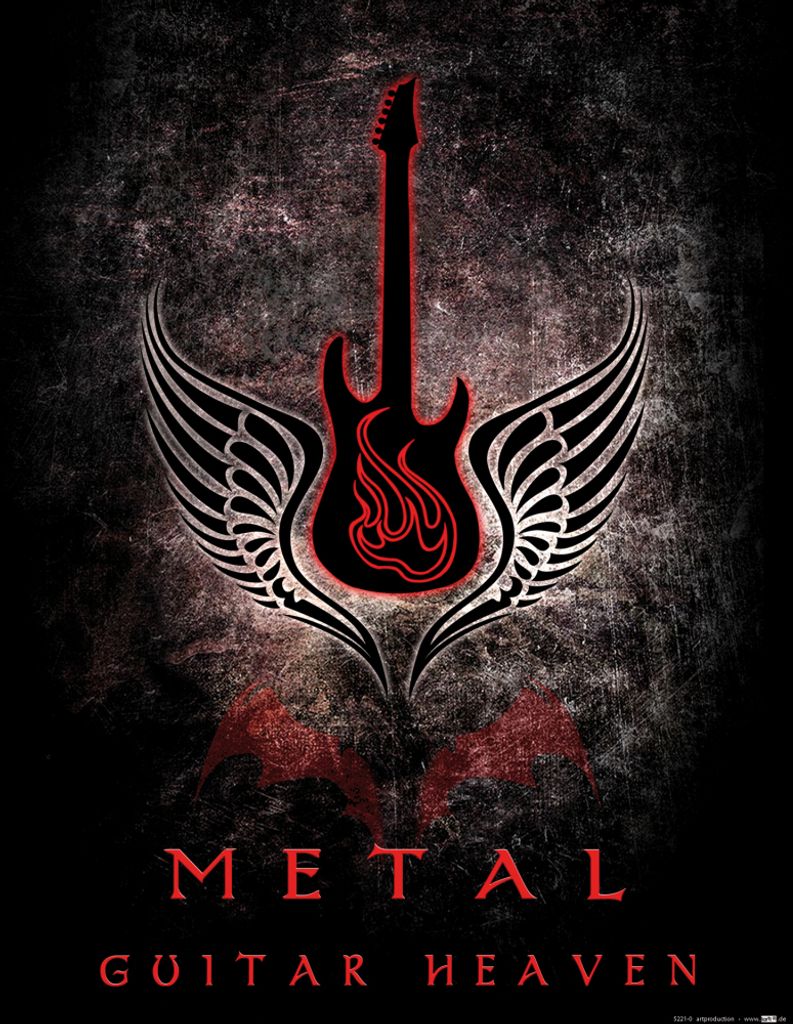Gitarren Kunstdruck Bild - Guitar Heaven, Metal (50 x 40 cm)