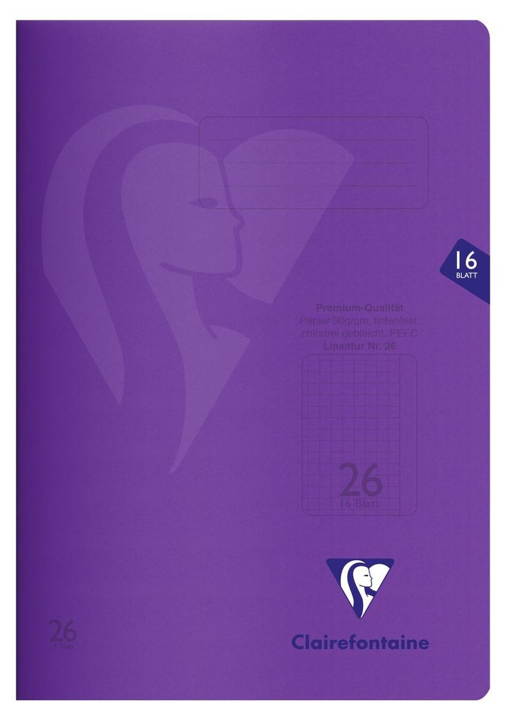 Clairefontaine S'coolbook A4 kar Lin 26 16Bl sort