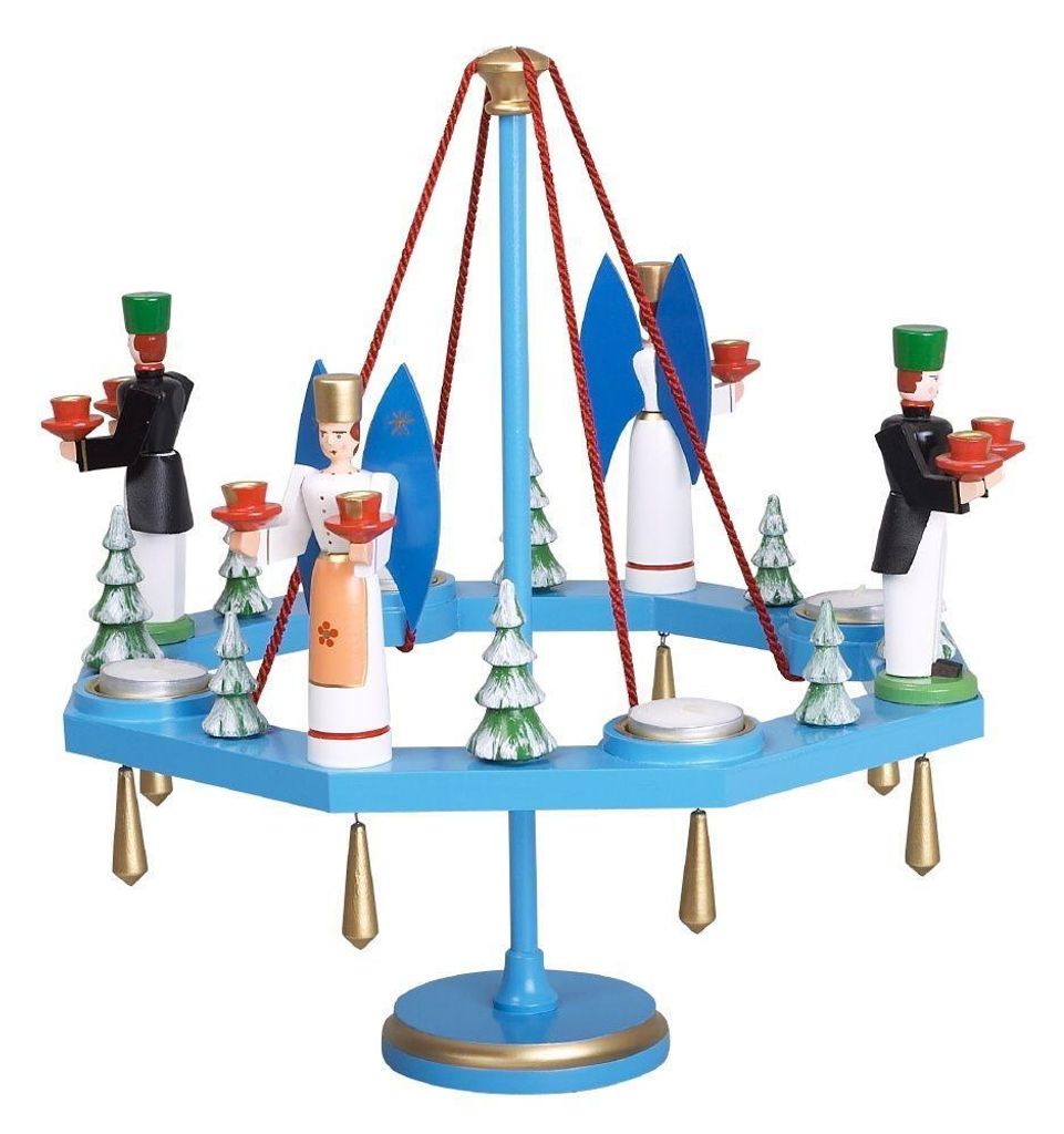 Kerzenhalter Tischkranz blau Engel und Bergmann BxT = 38x38cm NEU