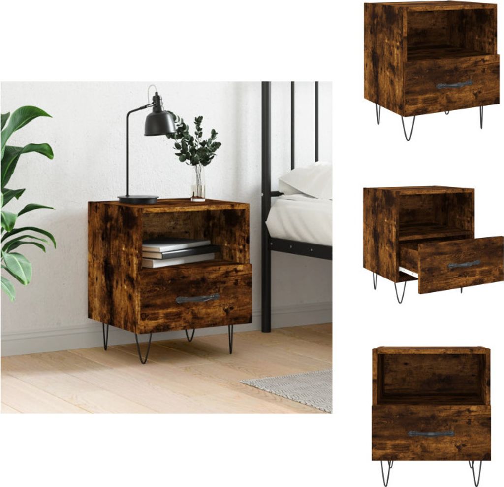 vidaXL Nachttisch Räuchereiche 40x35x47,5 cm Holzwerkstoff - Nachttische