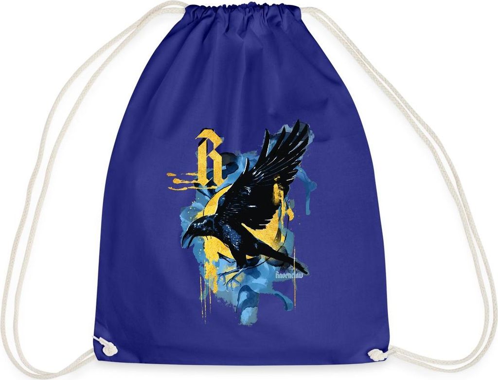 Spreadshirt Harry Potter Haus Ravenclaw Rabe Turnbeutel, One size, Königsblau