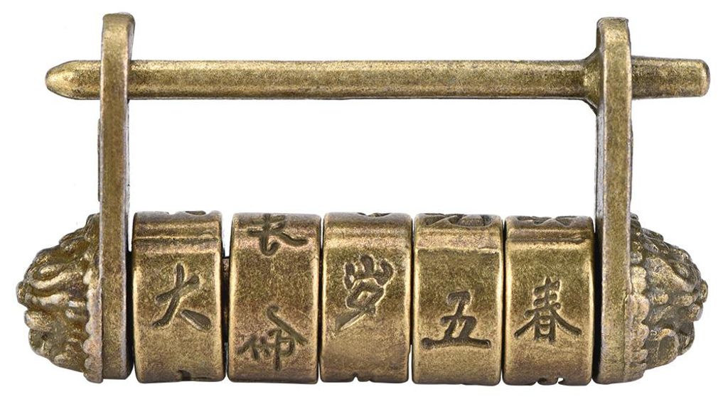 Chinees vintage hangslot, antiek retrocijferslot voor Productafbeelding 