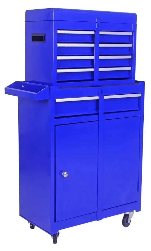 Boîte à outils bleue à 5 tiroirs et étagères réglables - Réf BT-500X