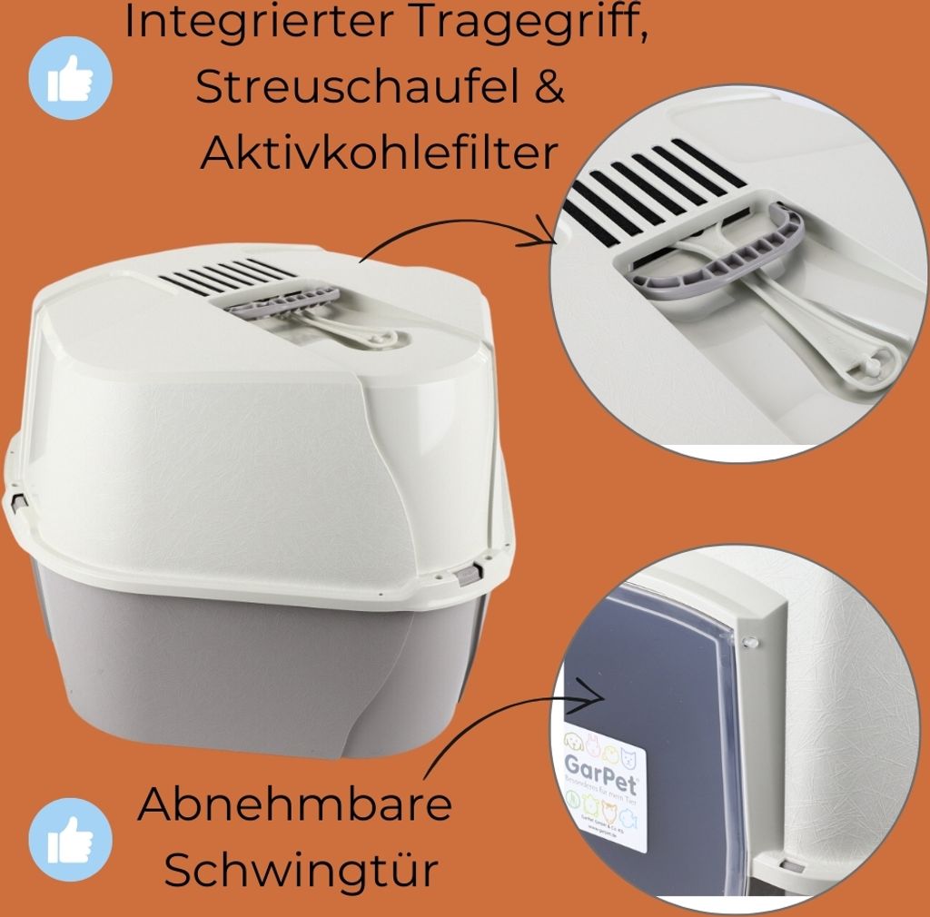 Große Eck Katzentoilette Katzenklo Ecke mit Deckel XXL Produktbild 3