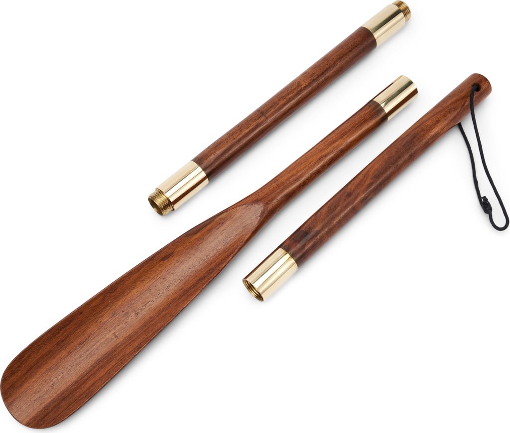NKlaus Maritim Schuhlöffel 70cm dreiteilig aus Holz und Messing gold Länge verstellbar 11731