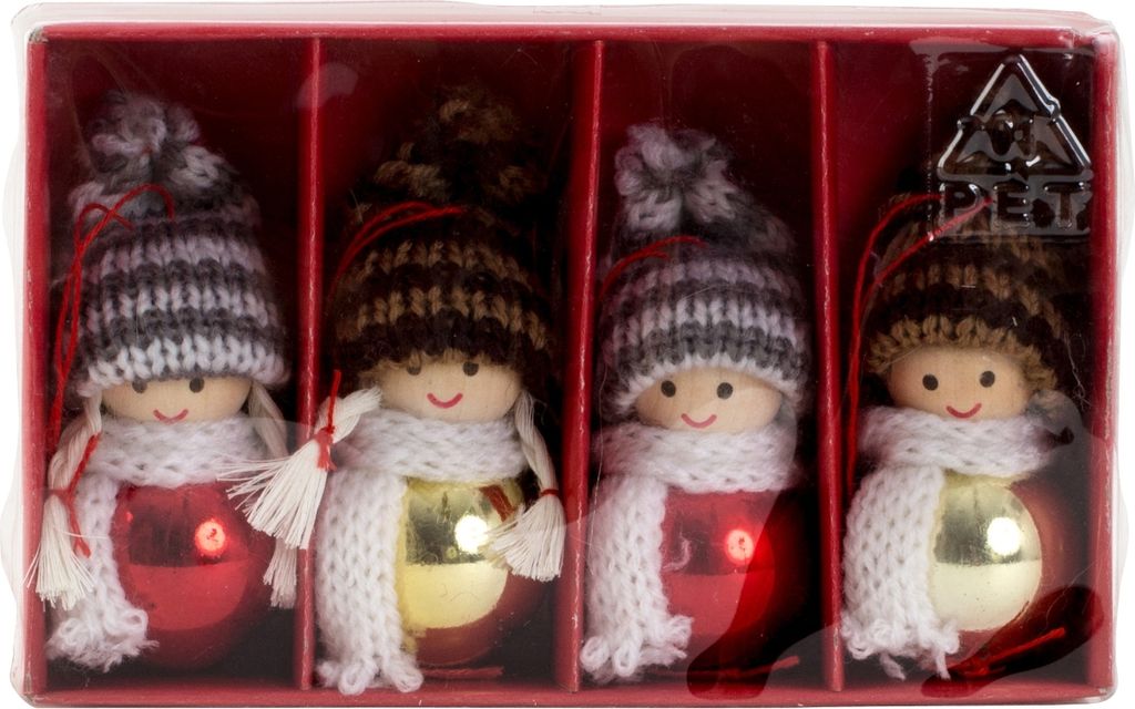 12 Stück Weihnachtswichtel Christbaumschmuck Rot Gold Produktbild 