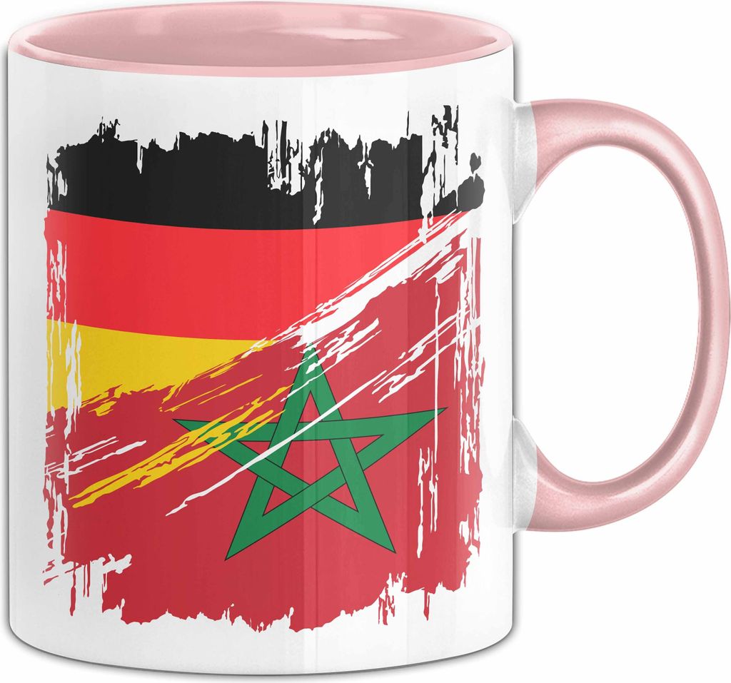 Marokko Deutschland Flagge Halb Deutscher Halb Marokkaner Fußball Germany 2024 Europa Morocco (Rosa)