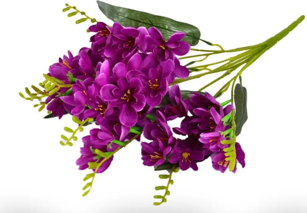 2pc Bouquet Artificiel FREESIA 9 Tiges 53cm Violet KSC-102A Déco