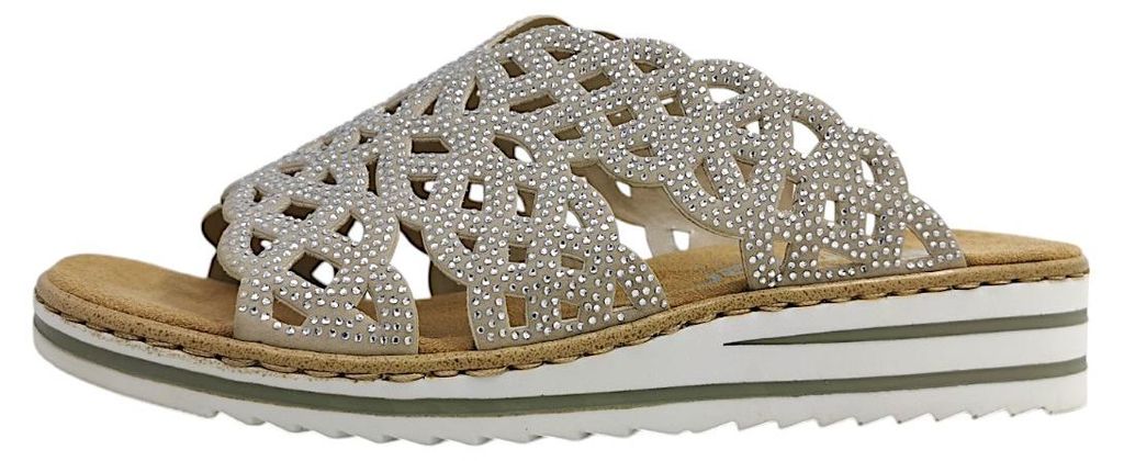 Rieker  Damenschuhe Pantoletten Bequem Silber Freizeit Productafbeelding 