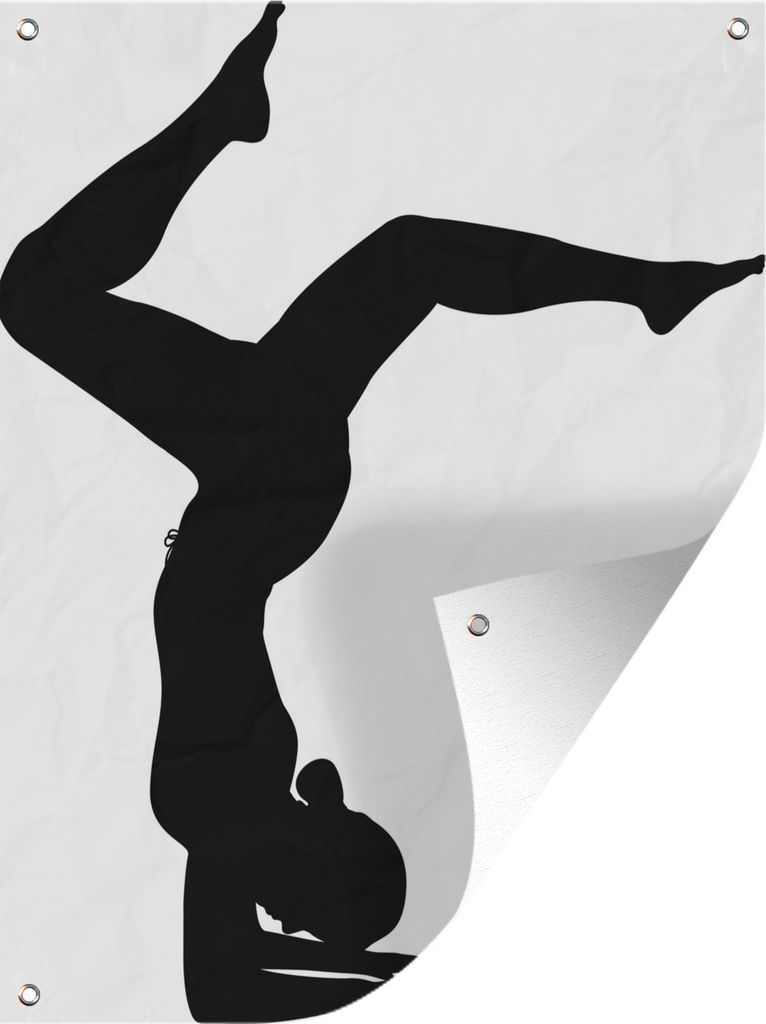 MuchoWow 60x80 cm Outdoor-Poster Gartendeko Sichtschutz Garten Poster für den Garten Yoga - Frau - Weiß