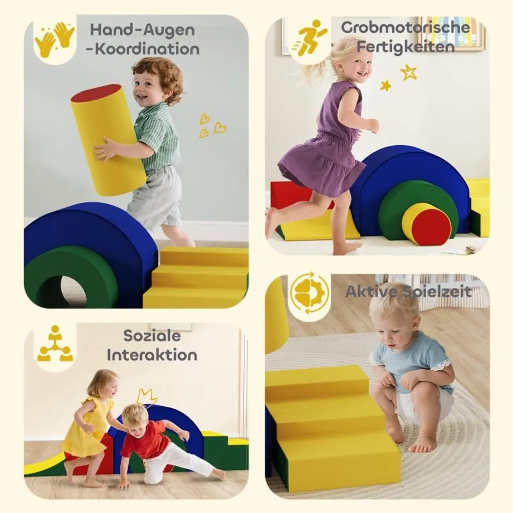 Blocs Souples en Mousse et Similicuir, Set de 5 Formes pour Bébé