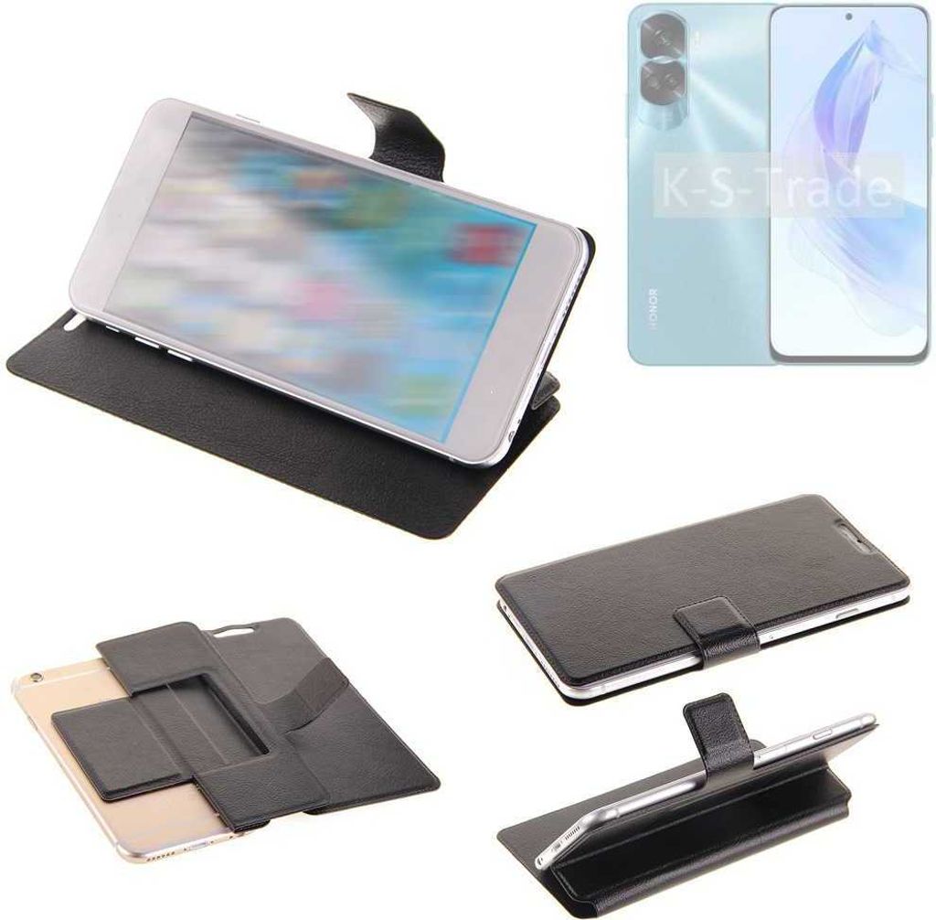 K-S-Trade Schutzhülle kompatibel mit Honor 90 Lite Schutzhülle Flip Cover Klapphülle Wallet Case Slim Handyhülle bookstyle schwarz