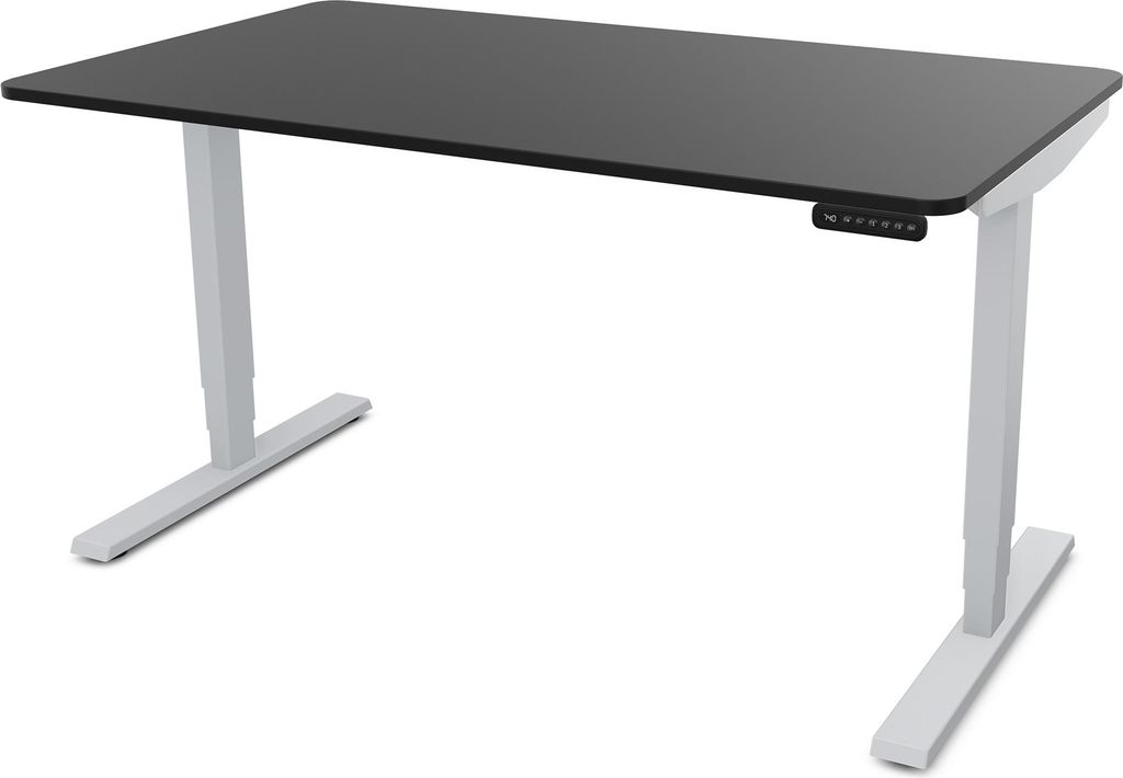 ASSMANN Elektrisch höhenverstellbarer Schreibtisch Y-Line Curved Schwarz Weißaluminium, 120x80cm, Memoryfunktion, 2-fach-Motorik