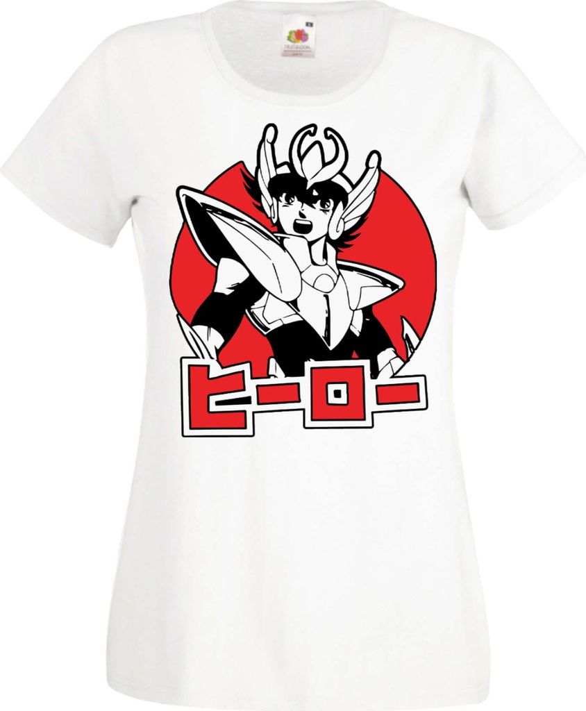 Damen T-Shirt Manga Anime Saint Anime Seiya Pegasus 01 Pegasus, Lady XS / Weiß