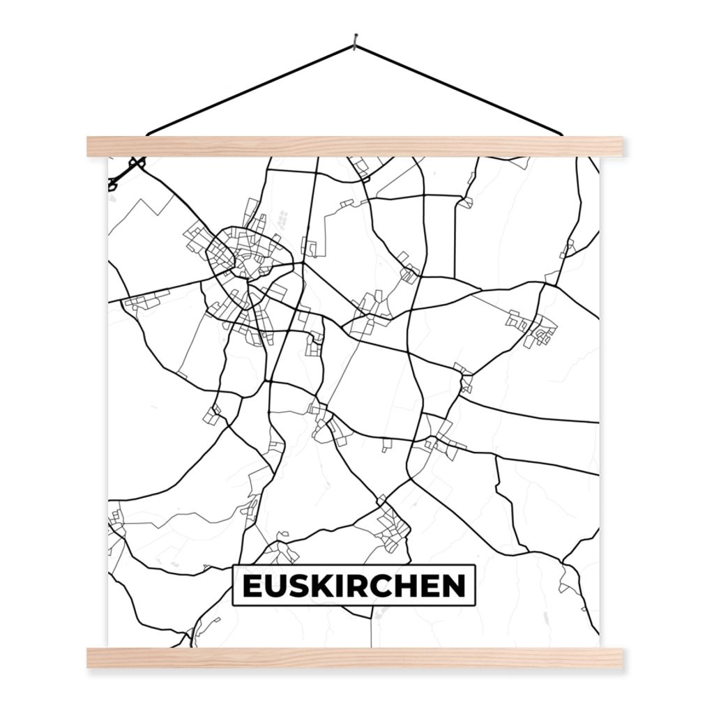MuchoWow Textilposter Karte - Euskirchen - Stadtplan 120x120 cm mit holzfarbenen Rahmen - Textil-Poster