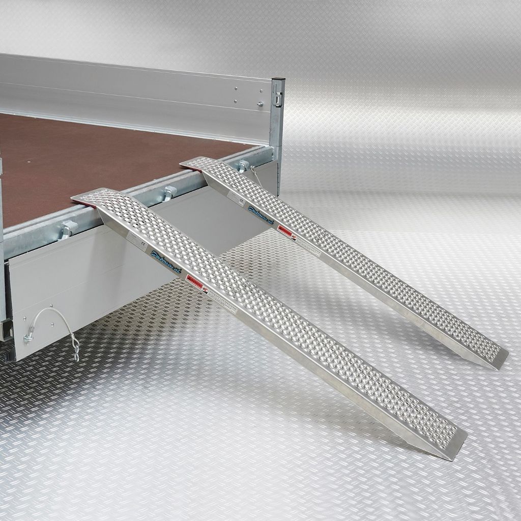 Datona - Auffahrrampe Aluminium 2er Set 150 cm - leichte einteilige Rampe mit rutschfestem Profil, flache Auffahrfläche ohne Aufkantung für PKW A...
