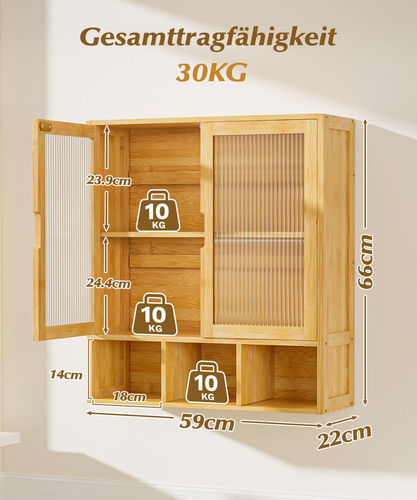 Yorbay Wandschrank Bambus Badezimmerschrank