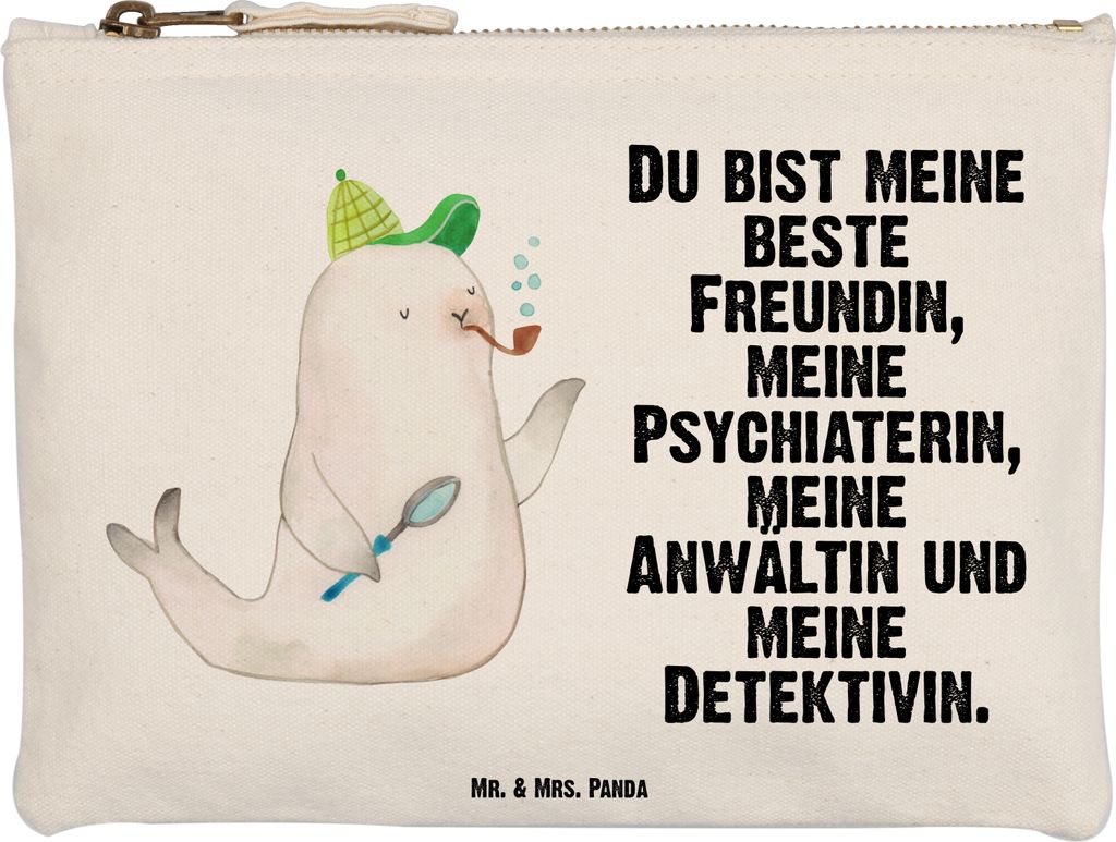 Mr. & Mrs. Panda Etui Robbe Sherlock Größe M - Weiß - Geschenk, Pouch, kosmetiktäschchen, Lustige Sprüche, toiletry bag, Kulturtasche, Kosmeti...