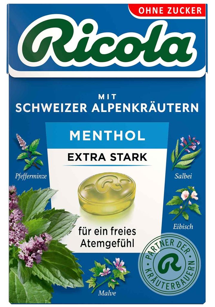 Ricola Menthol extra stark ohne Zucker 50g Produktbild 