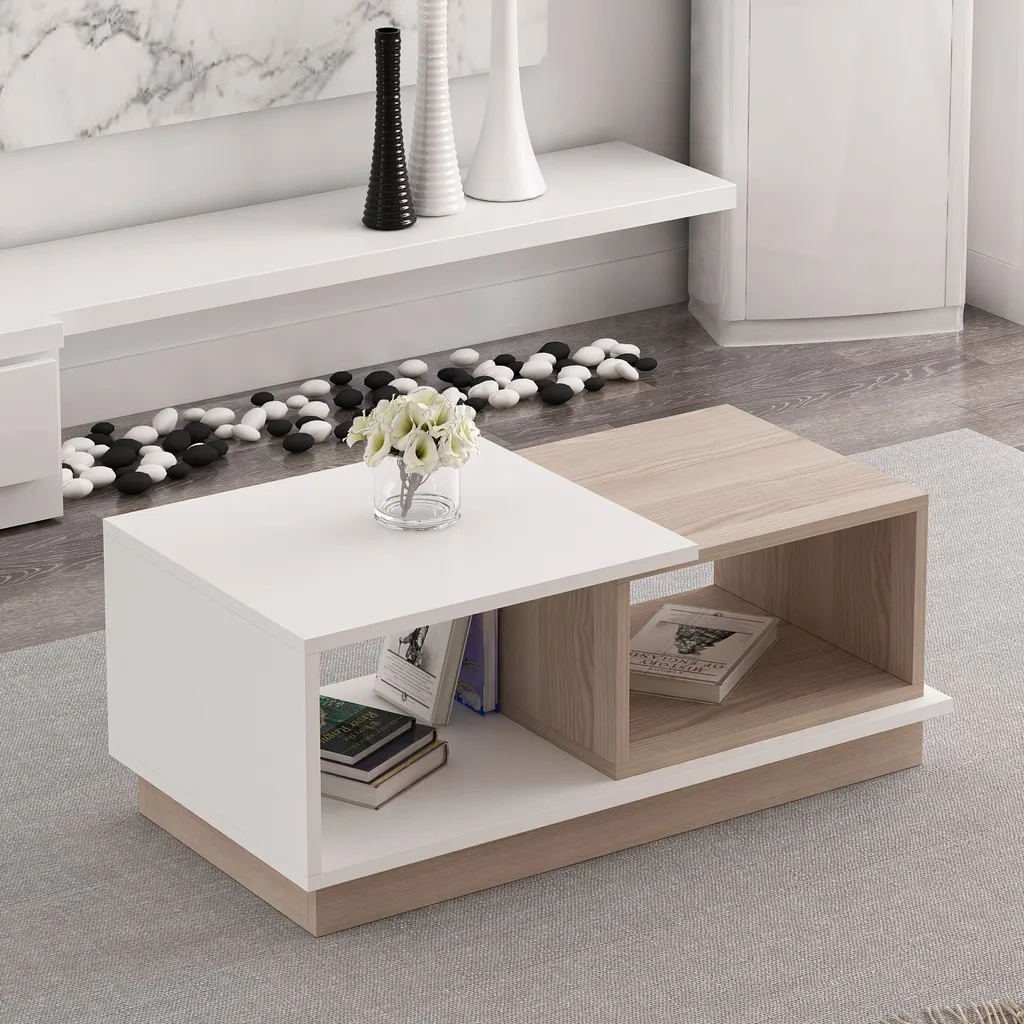 Table Basse Viyana Blanche 90x36x45 cm Robuste et Design Minimaliste - 4