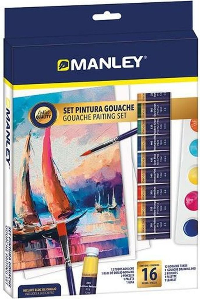 Gouache Manley Malset 16 Stück mehrfarbig