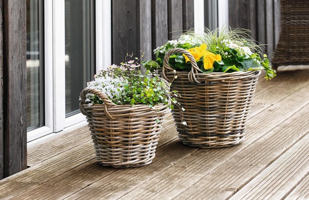 Pflanzkorb aus Rattan, groß, Blumen Pflanz Korb Kübel Topf Produktbild 2