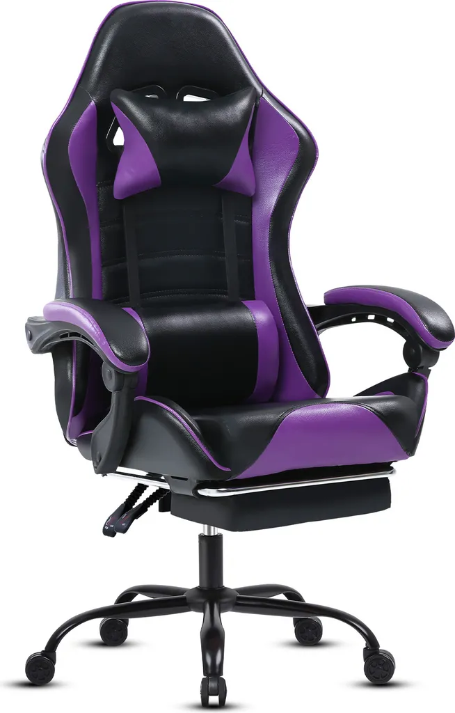 Siège Gaming pour Chambre et Bureau Lilas Réglable avec Repose-pieds