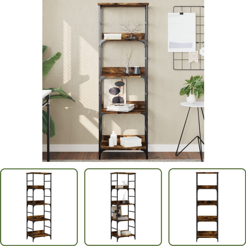 The Living Store Bücherregal Räuchereiche 50x33x153 cm Holzwerkstoff