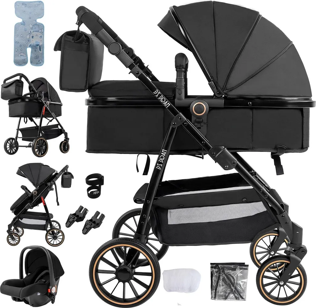Poussette tout-terrain compacte V8-NOIR - Siège bébé avec pliage rapide