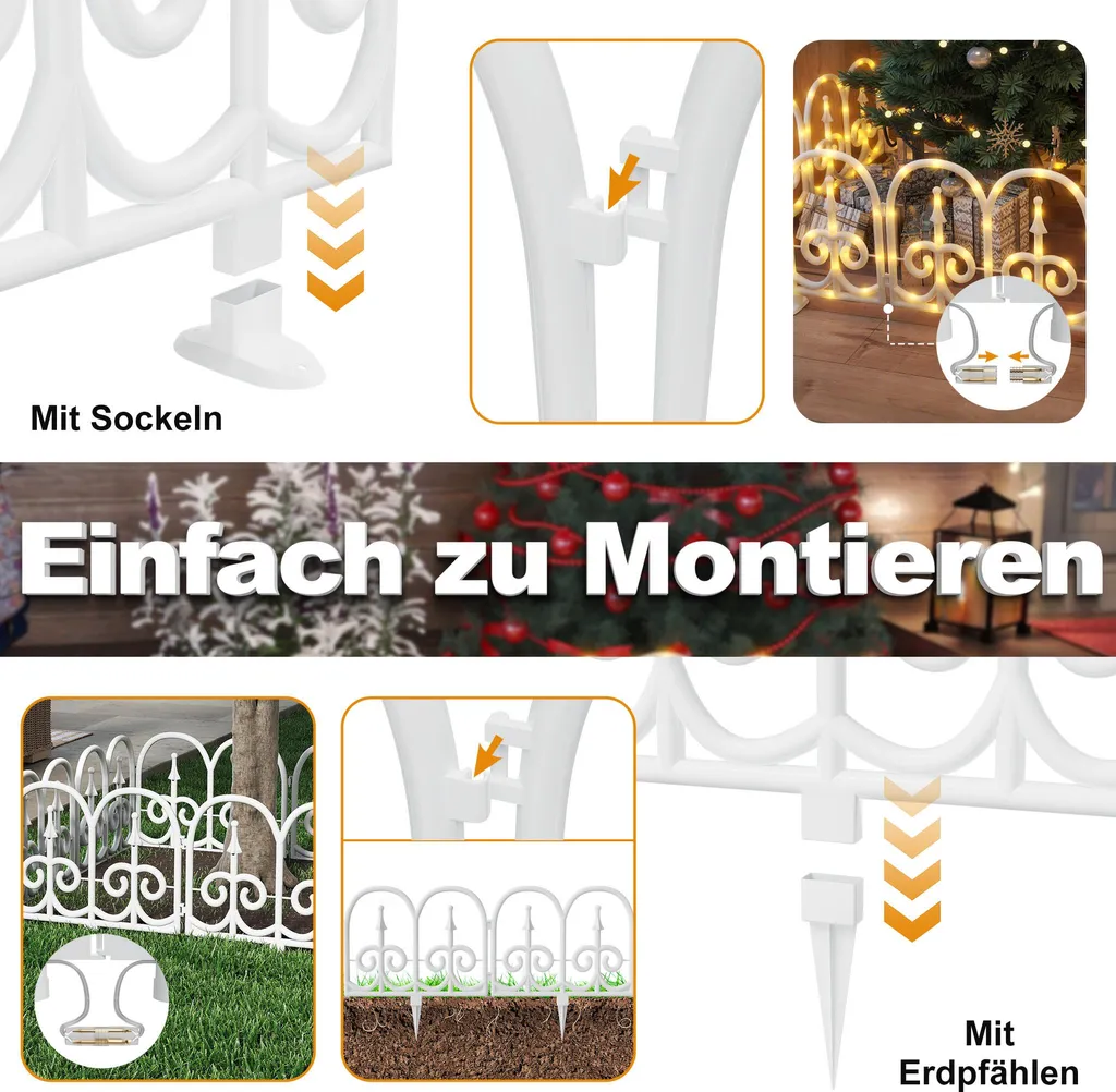 Bordure de jardin décorative blanche à bords bombés en plastique 3m - 6