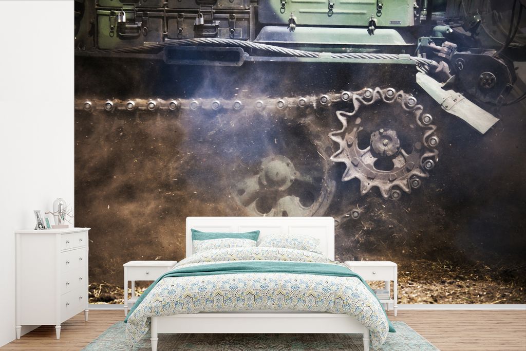MuchoWow Fototapete für Wohnzimmer oder Schlafzimmer Wandtapete Vinyl Motivtapete Seite eines Panzers - 390x260 cm - Papiertapete