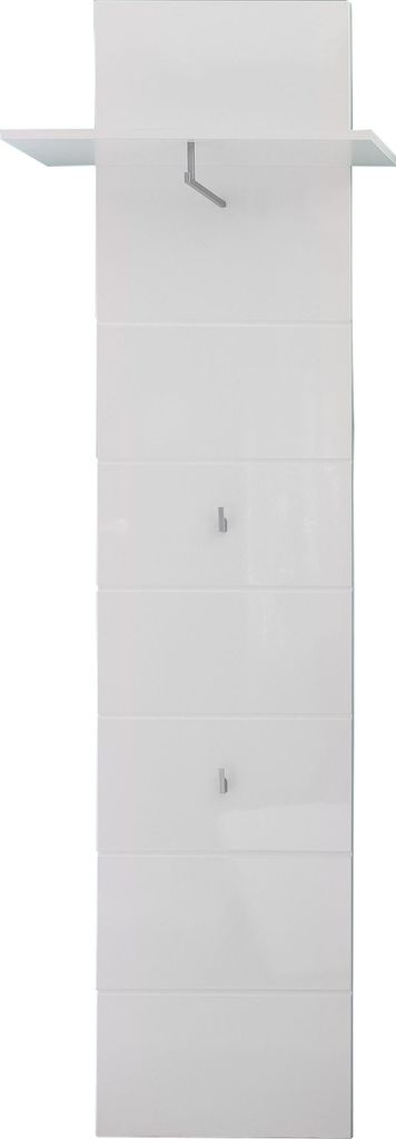 trendteam Garderobe Paneel Amanda Weiß Nachbildung/Weiß Hochglanz Tiefzieh 60 x 195 x 25 cm