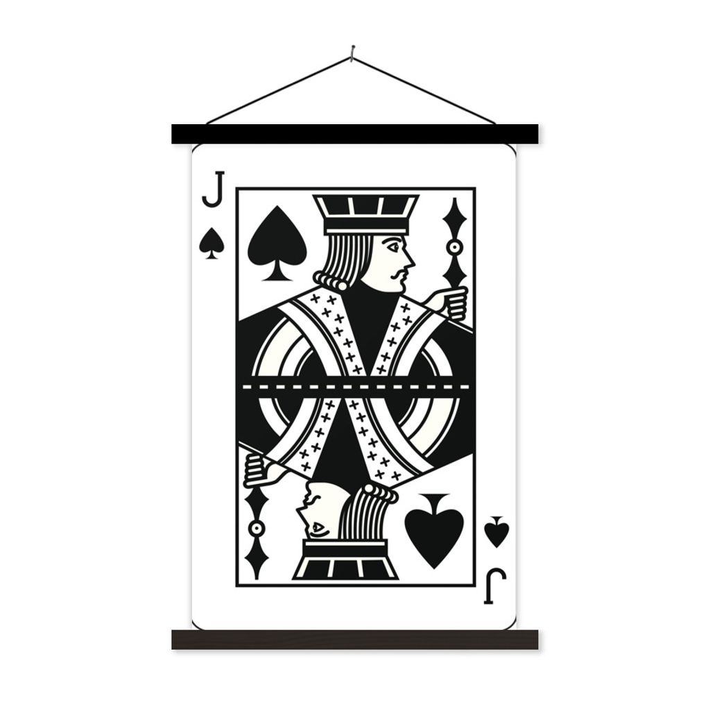 MuchoWow Textilposter Illustration einer Pik-Bube-Spielkarte 60x90 cm mit schwarzem Rahmen - Poster Wohnzimmer