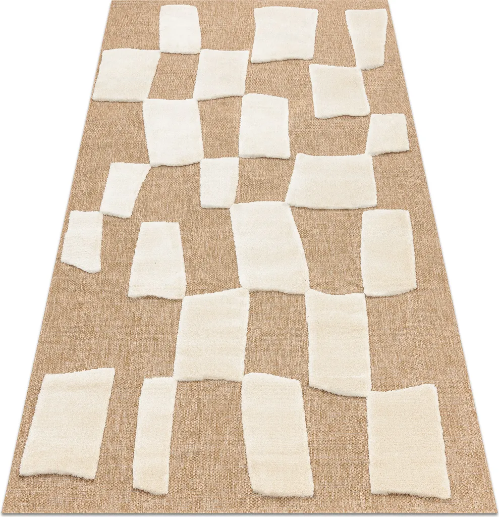 Tapis beige SPARK 0710A géométrique effet sisal structurel 80x150 cm