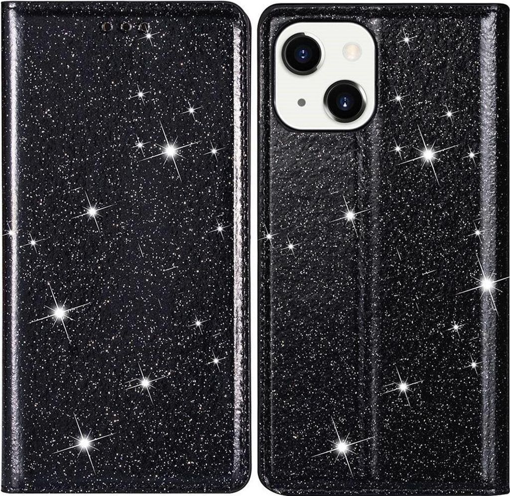 iPhone 14 Plus Hülle - Coverup Glitzer Klapphülle - Schwarz