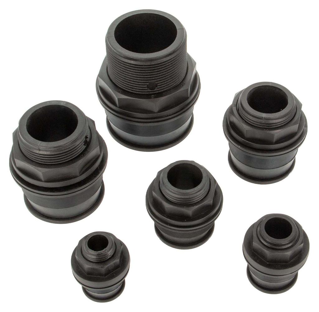 tecuro PUSH-IN Universal Behälterverschraubung 1/2 Zoll AG - DN 13, Tankdurchführung - für Tanks und Fässer, PP/EPDM