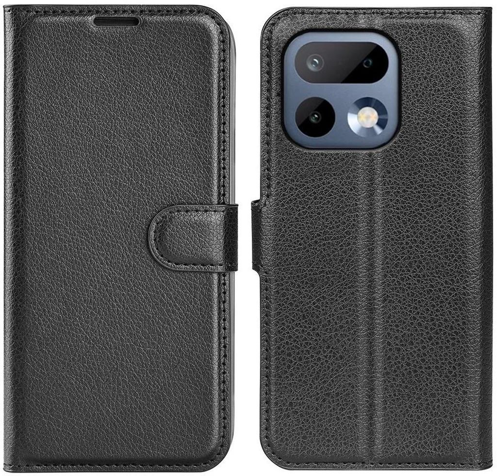 Hülle für Realme 16 Pro - Phonesta Litchi Skin Book Wallet Klapphülle - Schwarz
