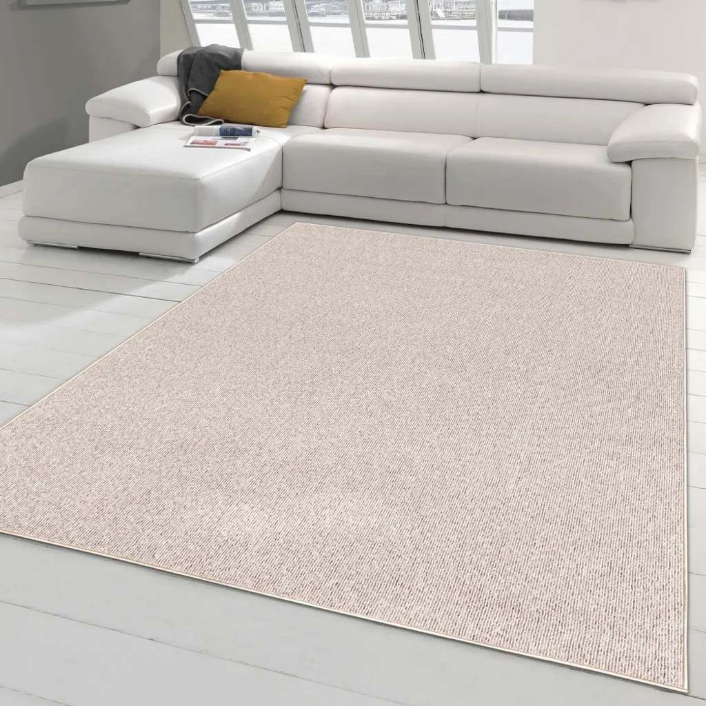 Tapis plat beige uni 160x230 cm résistant et facile d'entretien