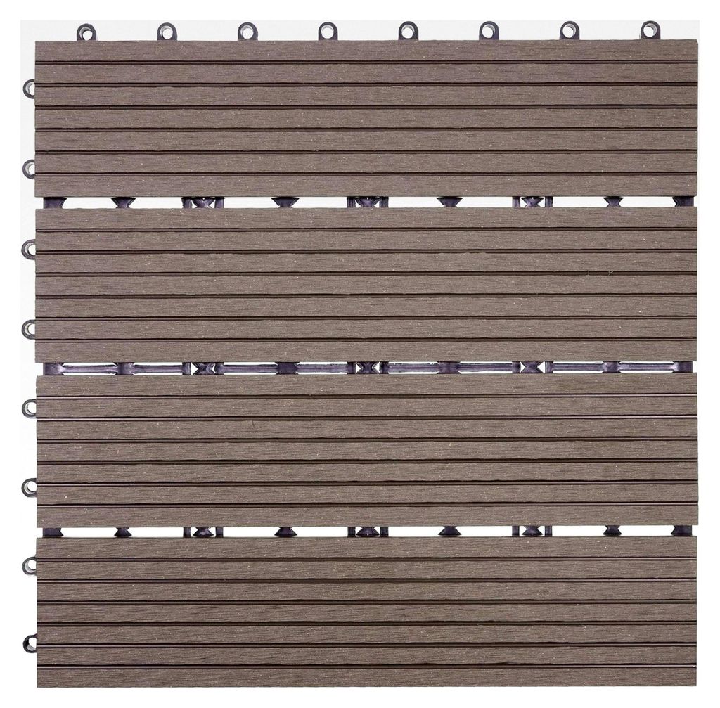 WPC Bodenfliese Rhone, Holzoptik für Balkon/Terrasse, 11 Stück à 30x30cm = 1m² - Basis Coffee
