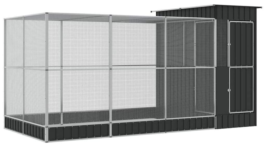 vidaXL Voliere mit Erweiterung Silber 416 x 203 x 216 cm Produktbild 
