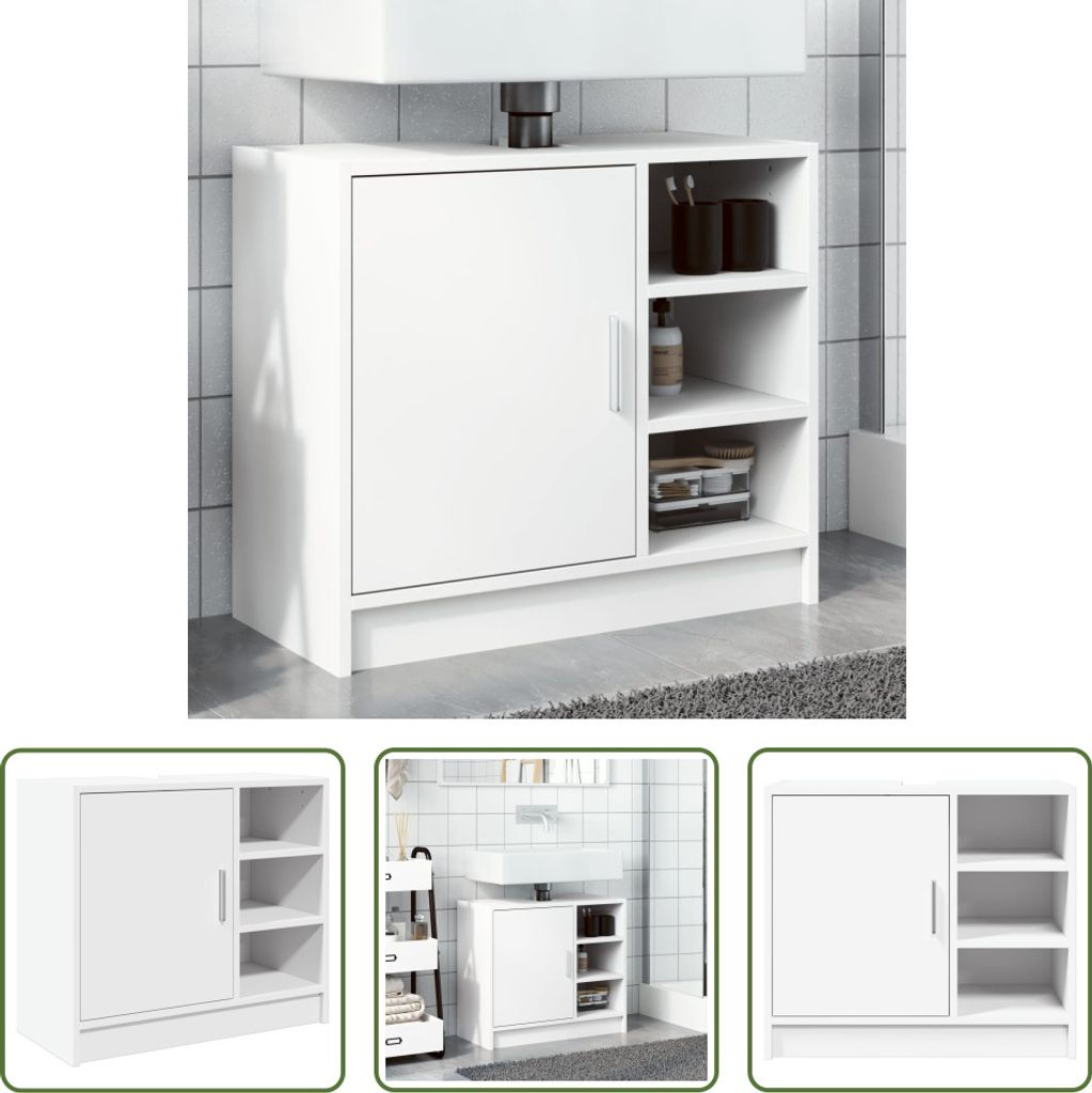 The Living Store Waschbeckenunterschrank Weiß 63x29x55 cm Holzwerkstoff