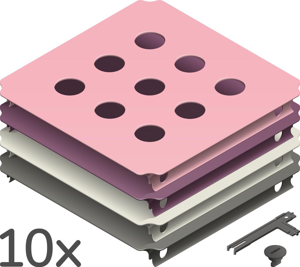 Quadro Lochplattenset XXL Home Erweiterungs-Set mit 10 gelochten Platten zur Erweiterung des Quadro-Baukastens – Berry