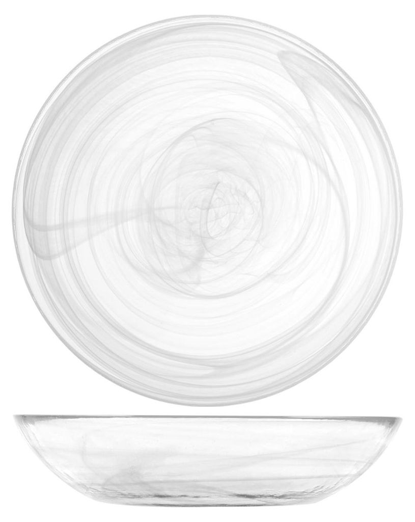 H&H 7627002 Glasteller, Alabaster, Boden, 21 cm, weiß