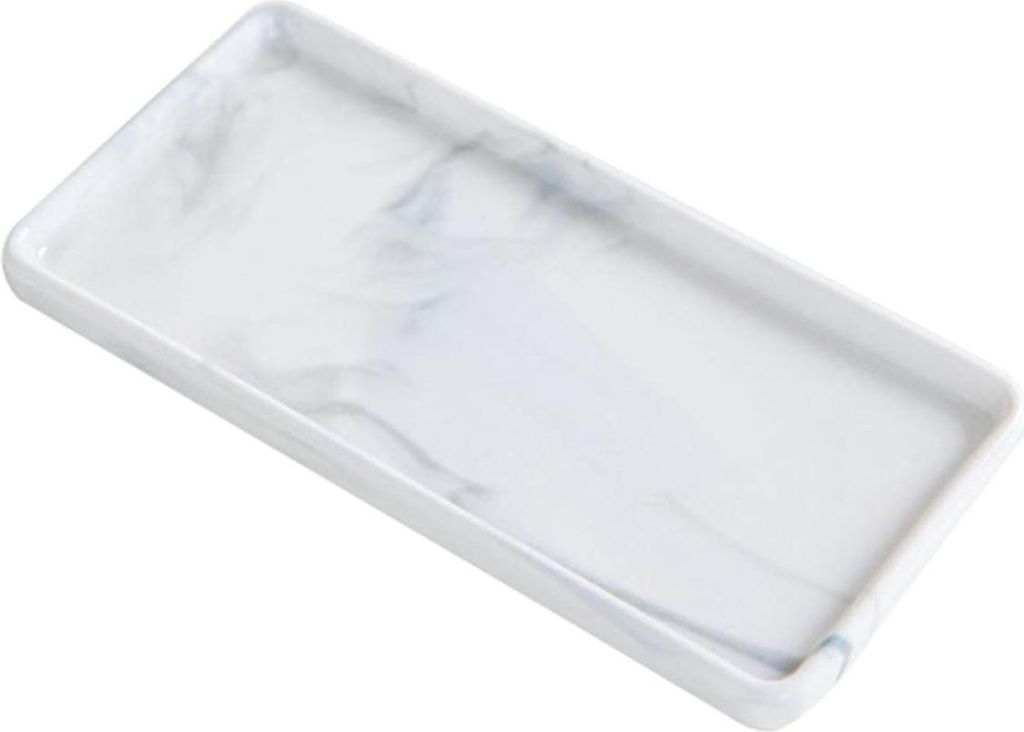 Weiße Marmor-Ablage für Badezimmer – Parfüm- und Schmuckschale aus Keramik für den Schminktisch