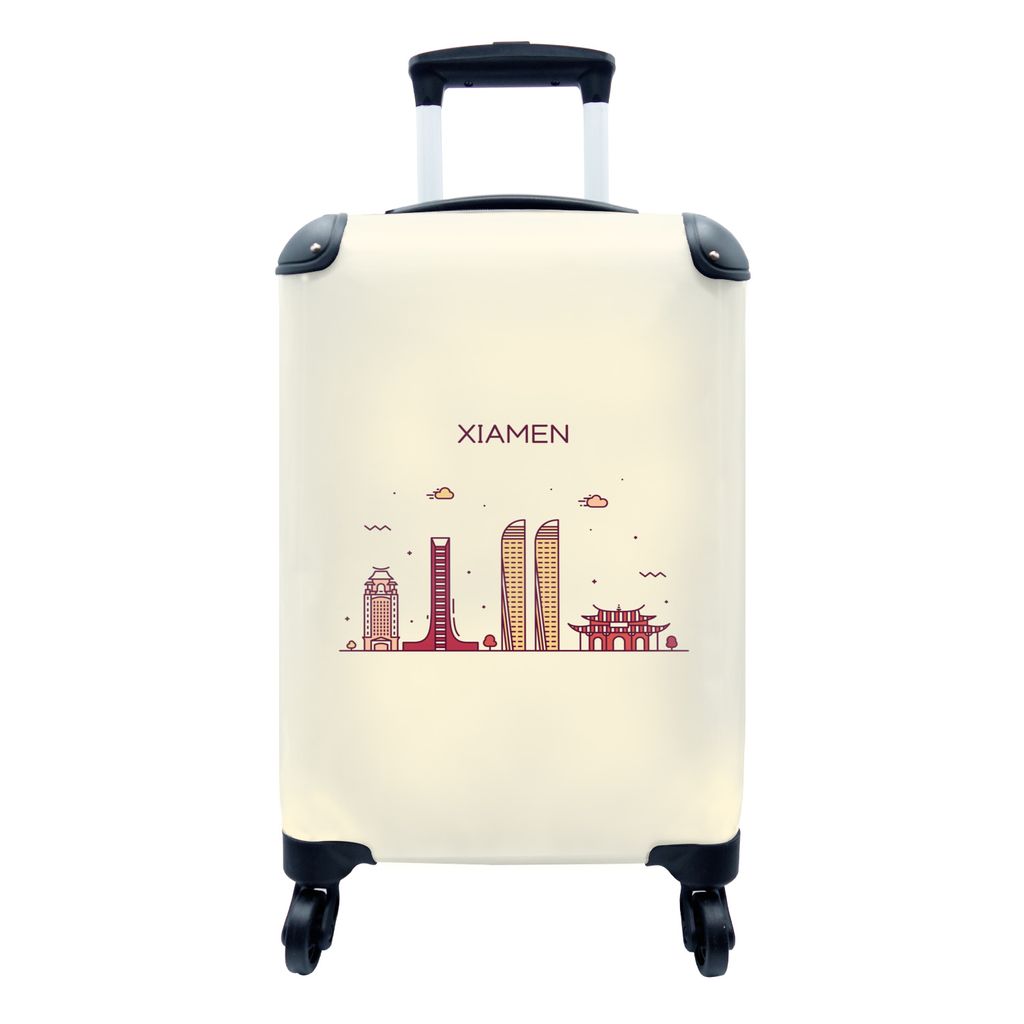 MuchoWow Koffer Handgepäck Trolley Rollkoffer Kleine Reisekoffer mit 4 Rollen - Xiamen - China - Skyline - Cabin Size < 55x40x23 cm & 55x40x20 c...